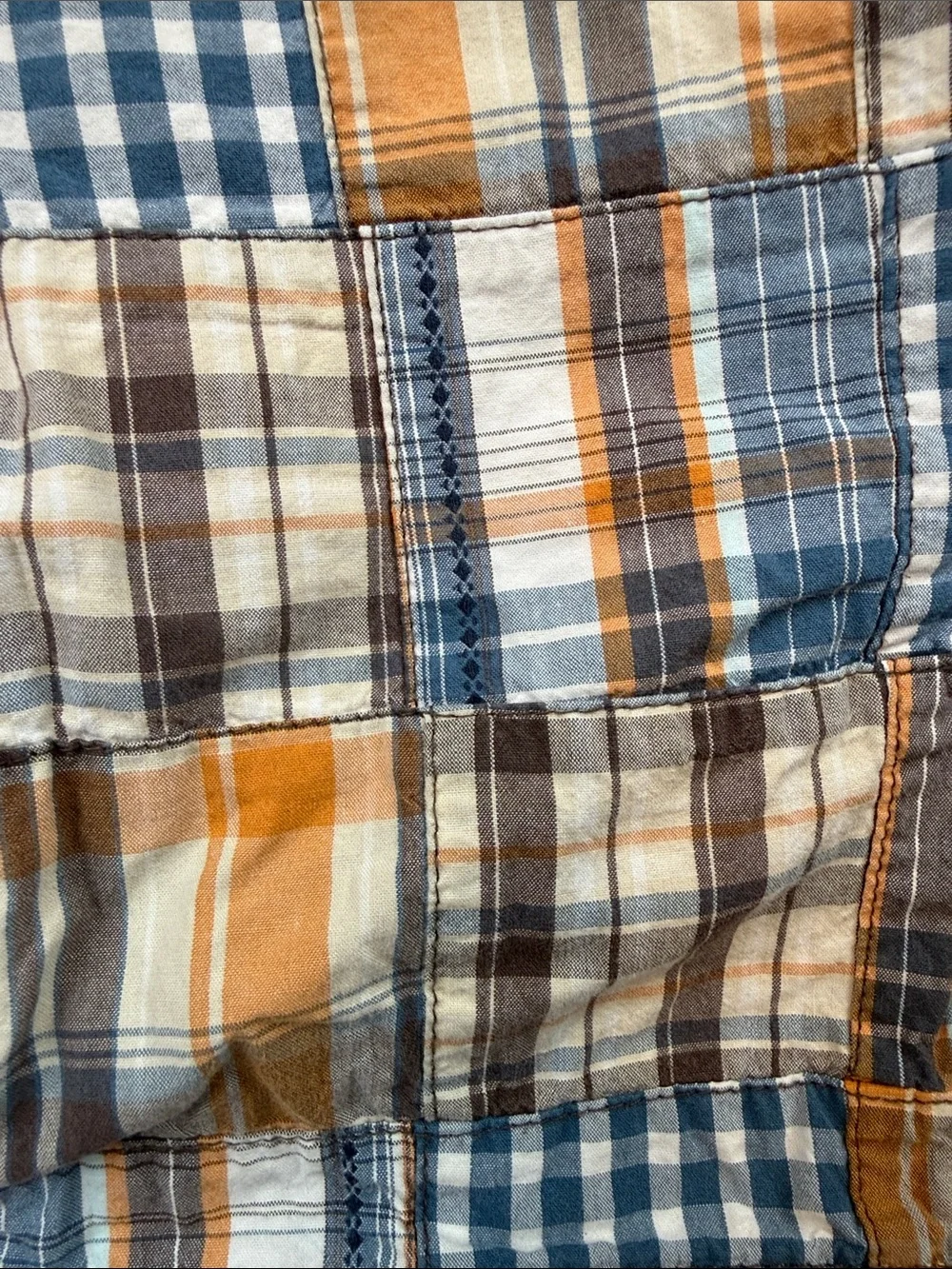 Gymboree Boys Patchwork Plaid Elastic Waist Shorts Blue Tan Size 3T